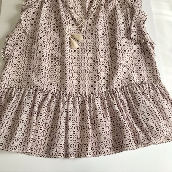 Madewell 100% Silk Lily Ruffle Top in Echo Grid Peplum Hem Size Small - Picture 6 of 17